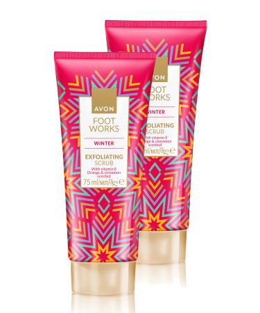 Avon Foot Work Winter Orange and Cinnamon Scented Vitamin E Foot Scrub 75 Ml. Set of Two