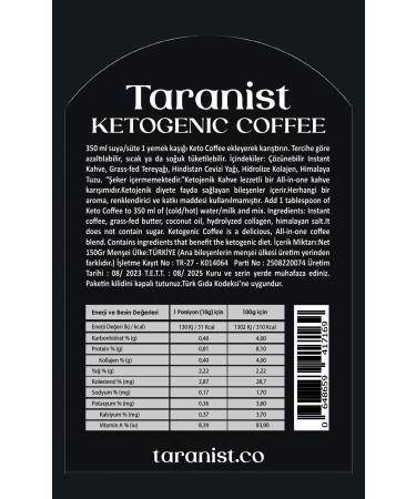 Taranist Ketogenic Diet Coffee Collagen (Bulletproof) Detox Fit Coffee 3x150 gr - Buy Online on GoSupps.com