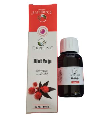 CURELIVE Suitable for All Skin Types 0 Natural Pure Castor Oil Against Hair Loss 50ml Glass Bottle 1pc