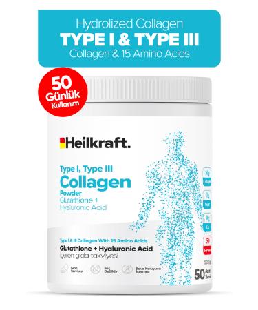 Heilkraft 0 Collagen Glutathione Hyaluronic Acid and 15 Amino Acid Food Supplement 50 Days