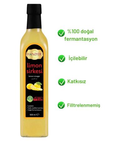 Hanzade Herbal Lemon Vinegar 500 ml Natural Fermented Drinkable Pure Glass Bottle Lemon Vinegar (LN-345210) - Buy Online on GoSupps.com