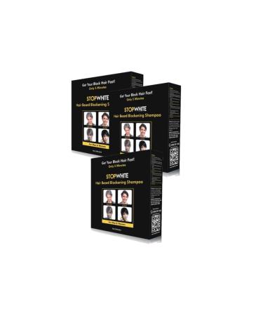 STOP WHITE Hair Beard Blackening Shampoo Set 400 ml x 3 Sets