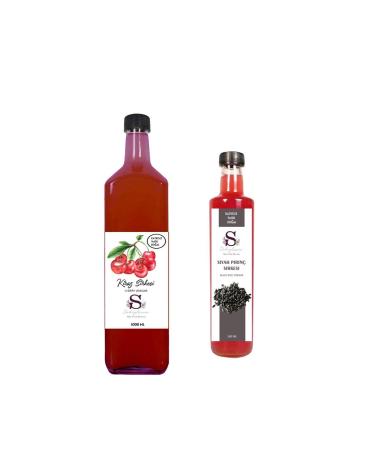 Suheylaana Natural Cherry Vinegar 1000 Ml - Natural Black Rice Vinegar 500 Ml