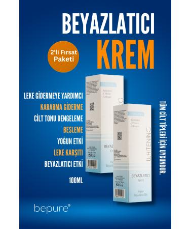 Bepure Whitening Cream Skin Whole Body and Genital Area Whitening and Blemish Cream 200ml (2x100ml)