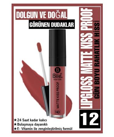 biie Long Lasting Matte LIQUID MATTE Lipstick Kiss Proof Lipgloss No:12