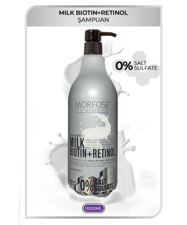 Morfose Anti Hair Loss Sulfate-Free Milk Biotin Retinol Containing Salt-Free Shampoo 1000 ml