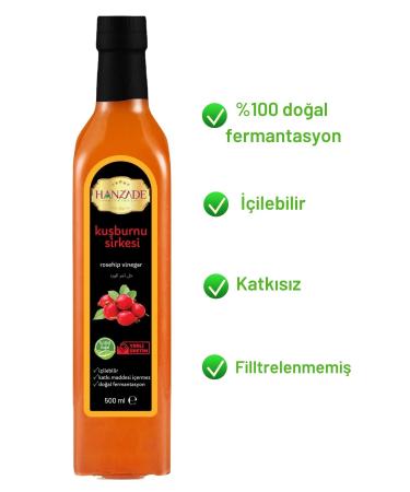 Hanzade Herbal Rosehip Vinegar 500 ml Natural Fermented Pure Drinkable Glass Bottle Rosehip Vinegar (KU-425410) - Buy Online on GoSupps.com