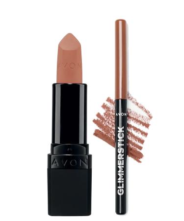 Avon Ultra Matte Lipstick Au Naturale and Glimmerstick Lip Pencil Nude Pack