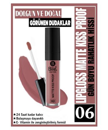 biie NewYork HD Long-Lasting Matte Lipstick Kiss Proof Lipgloss No:06