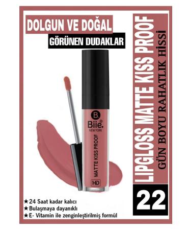 biie Long Lasting Matte LIQUID MATTE Lipstick Kiss Proof Lipgloss No:22