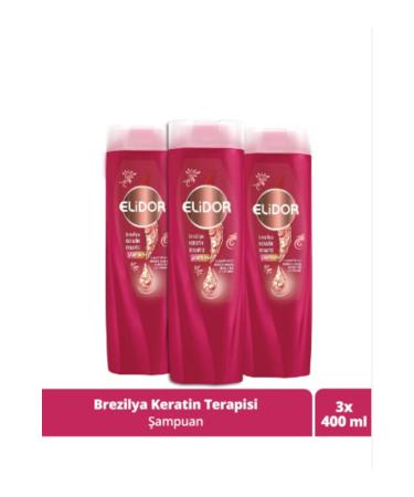 Elidor ELIDOR BRAZILIAN KERATIN THERAPY SHAMPOO HYDROLIZED KERATIN MARULA OIL AND VITAMIN E 400 ML 3 PIECES