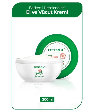 Bebak Almond Moisturizing Hand and Body Cream Jar 200 Ml