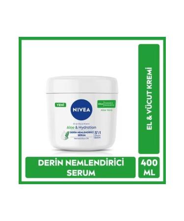 NIVEA Hand and Body Cream Aloe Vera 400 ml Moisturizing Serum Normal and Dry Skin