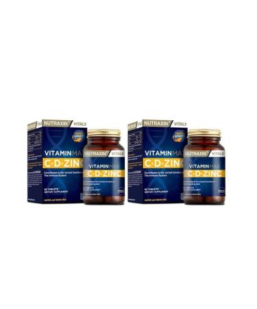 Nutraxin Vitamin Max 60 Tablets * 2 Pieces Containing Vitamin C Vitamin D and Zinc in One Tablet