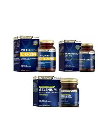 Nutraxin Magnesium 250 Mg 60 Tablets+vitamin Max 60 Tablets+selenium 100 Mcg 100 Tablets