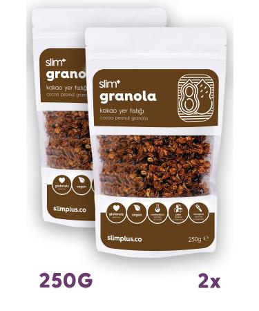 slimplus 2 Pack Cocoa Peanut Gluten Free No Added Sugar Vegan Granola 250gr