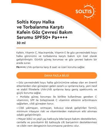 Soltis Anti-Dark Circles and Puffiness Caffeine Eye Care Serum SPF50+ Pa++++ 30 ml - Buy Online on GoSupps.com