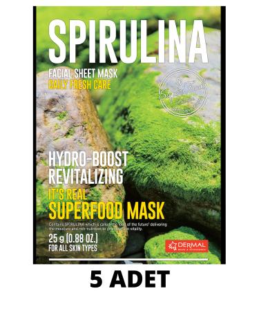 Dermal 5 Piece Superfood Spiriluna Face Mask I Moisture and Revitalize