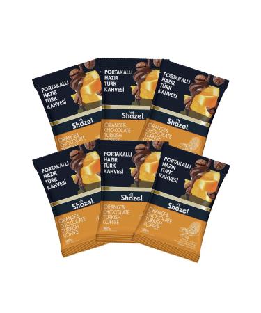Shazel Orange Instant Turkish Coffee 100 gr X 6 Pieces (FLAVOURED)