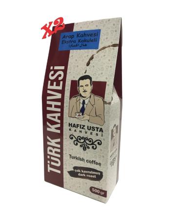 HAFIZ USTA COFFEE Extra Cardamom Turkish Coffee Ground Very Roasted 500gr X2