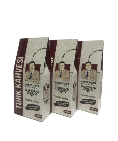 HAFIZ MASTER COFFEE Turkish Coffee Ground Very Roasted 500gr X3