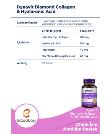 Dynavit Collagen & Hyaluronic Acid 30 Tablets - Buy Online on GoSupps.com
