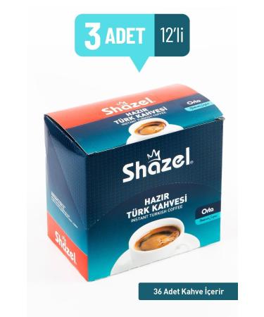 Shazel Instant Turkish Coffee 7g X 12 Pieces X 3 Boxes - Medium