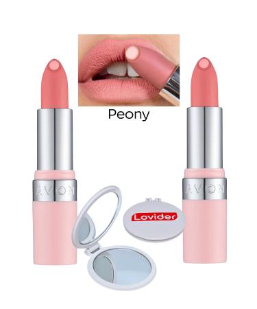 Avon Hydramatic Matte Lipstick Peony 2 Pack + Lovider Pocket Mirror