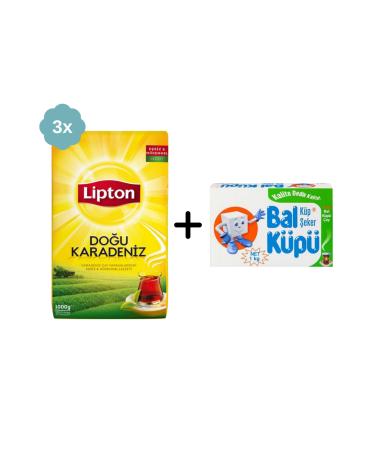 Lipton Eastern Black Sea Bulk Black Tea 1000 gr x 3 Pieces + Balk p Cube Sugar 1000 gr