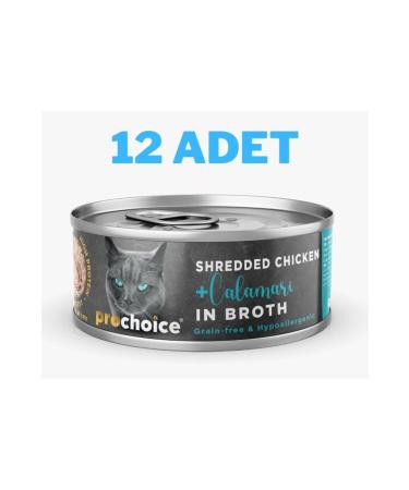 Pro Choice Deluxe Shredded Chicken & Calamari Cat Canned Food 12x70 gr