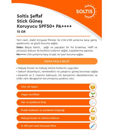 Soltis Transparent Stick Sunscreen SPF50+ Pa++++ 15 Gr - Buy Online on GoSupps.com