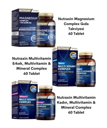 Nutraxin Magnesium Complex 60 Tablets + Men's & Women's Multivitamin Mineral Complex 60 Tablets - 3 Products