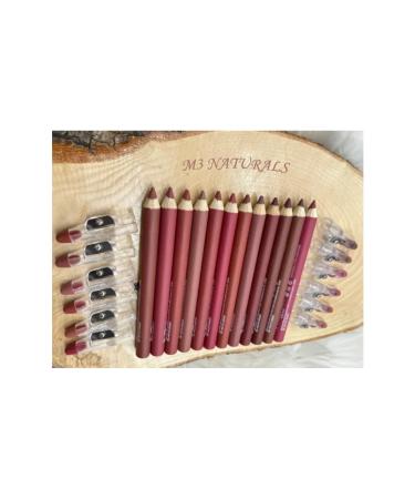 M3 NATURALS Lip Pencil Thick Set 12 Pieces Jumbo with Sharpener