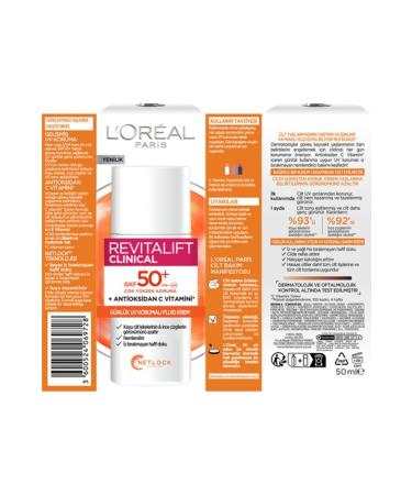 L'Or al Paris Revitalift Clinical Spf 50+ Daily High UV Protection Face Sun Cream 50ml - Buy Online on GoSupps.com