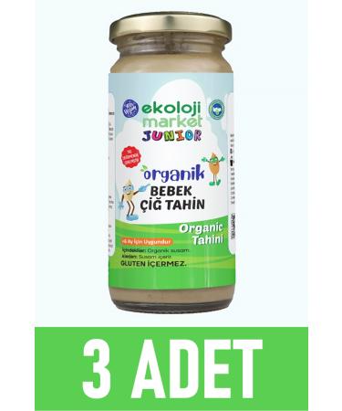 Ekoloji Market Organic Raw Tahini Gluten-Free Stone Mill 230 gr (3 Pieces)