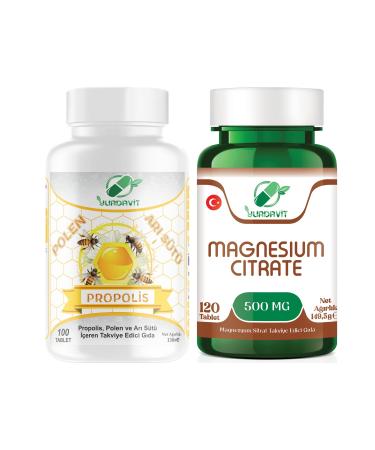 Yurdavit Propolis Pollen Royal Jelly 100 Tablets Magnesium Citrate 500 mg Magnesium Citrate 120 Tablets