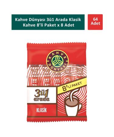 Coffee World 3in1 Classic Coffee 8 x 18 gr x 8 Pieces