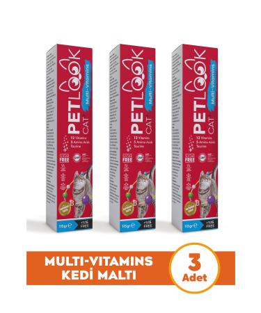 PetLook Multivitamin Cat Malt 115 GR Cat Malt Cat Reward and Cat Vitamin 3-Piece Economic Set