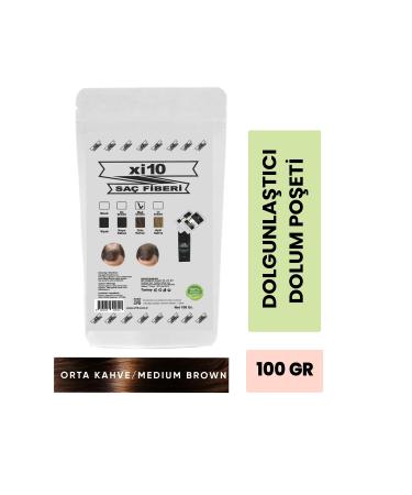 xi10 Hair Powder 100 gr Medium Brown Topik Hair Fiber