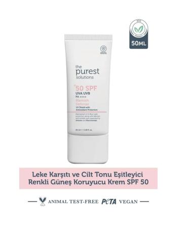 The Purest Solutions Anti-Blemish and Skin Tone Equalizing Tinted Sunscreen Cream SPF 50 (50ml)