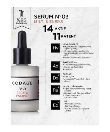 Codage SOOTHING & ENERGIZING FACE N 03 - SERUM 30 ML PSSN819
