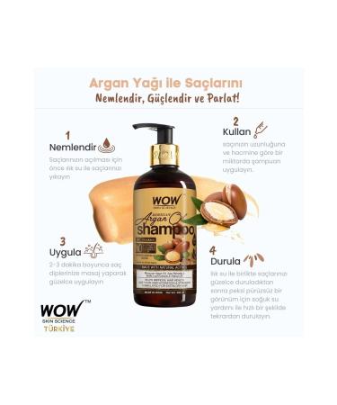 WOW Skin Science Argan Oil Shampoo - 8 Natural Ingredients - Strengthening Moisturizing Nourishing Brightening 500ml - Buy Online on GoSupps.com