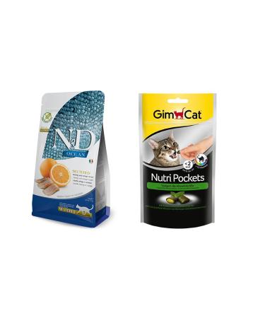 N & D Grain-Free Herring Orange Sterilized Cat Food 1.5 kg + Gimcat Cat Mint Reward