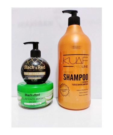 Black Red Blackred Clay Face Mask Aloe Vera 400g+Peelable Black Mask 250ml+ Kuaf Salt-Free Shampoo. 1000ml