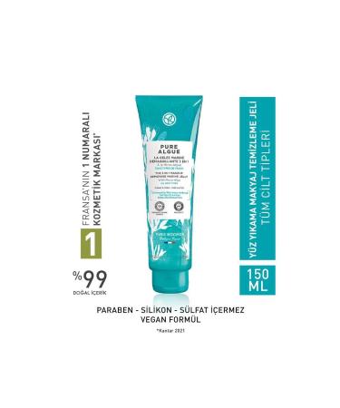 Yves Rocher Pure Algue - Detox Effective Prebiotic Face and Make-Up Remover Gel for All Skin Types 150 ml Vegan