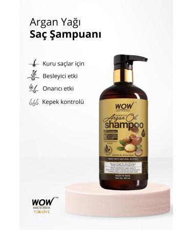 WOW Skin Science Argan Oil Shampoo - 8 Natural Ingredients - Strengthening Moisturizing Nourishing Brightening 500ml - Buy Online on GoSupps.com