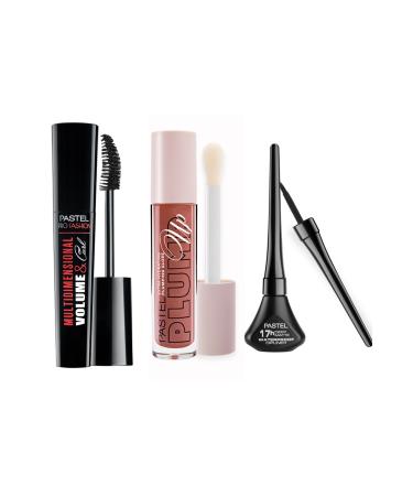 Pastel Plumping Lip Gloss 202 Loverdose + Matte Dipliner + Multidimensional Volume&Curl Mascara