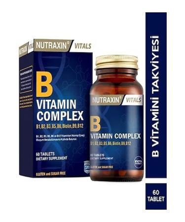 Nutraxin B Complex Vitamin 60 Tablets B1 B2 B3 B5 B6 B12