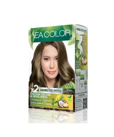 Sea Color Ammonia-Free Vegan Natural Nourishing Permanent Hair Dye0 White Cover (1 PACK 2 x 50 ML)