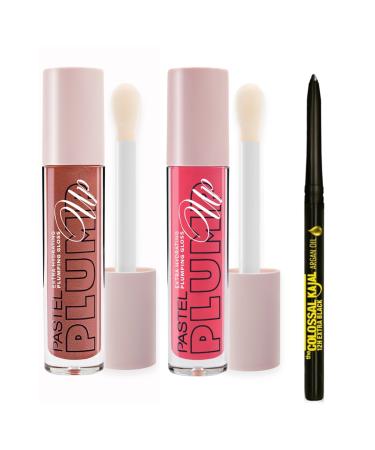 Pastel Plumping Lip Gloss 202 Loverdose + 204 Spicy Sweet + Maybelline Black Eye Pencil